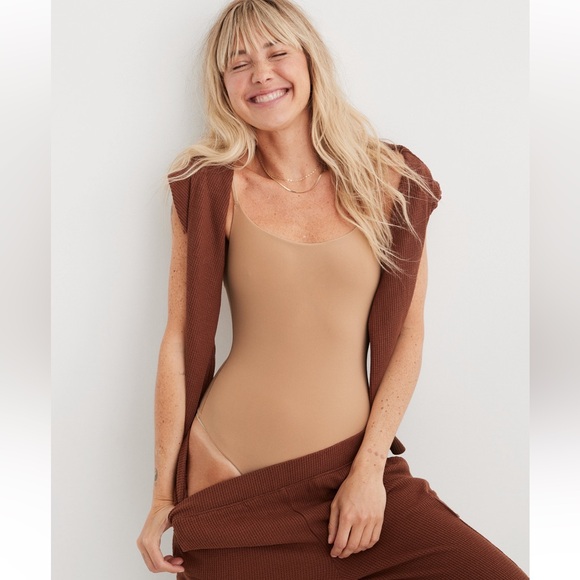 aerie Tops - NWT AERIE Smoothez Tank Top Bodysuit - Beach Dune - Medium